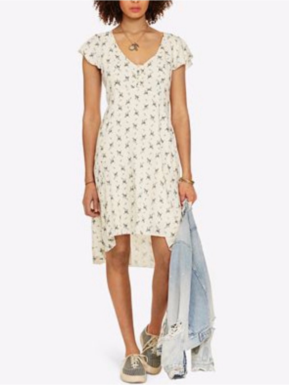 Ralph Lauren DENIM & SUPPLY | Blue Floral V-Neck Summer Dress 12 Cottagecore - Picture 3 of 14